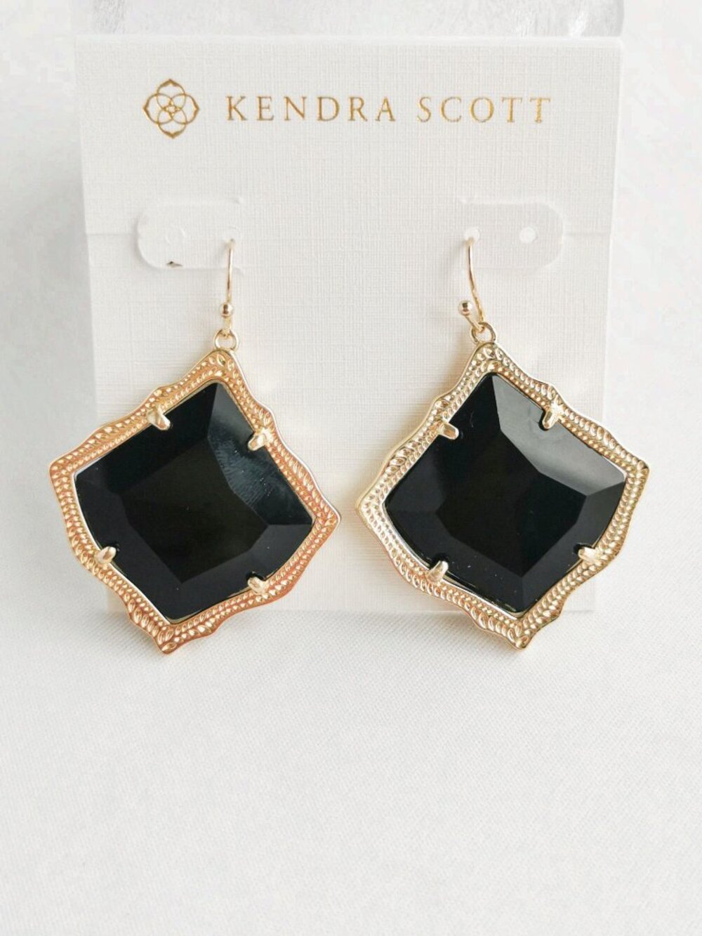 Kendra Scott Kirsten Gold Earrings & Black Opaque Glass